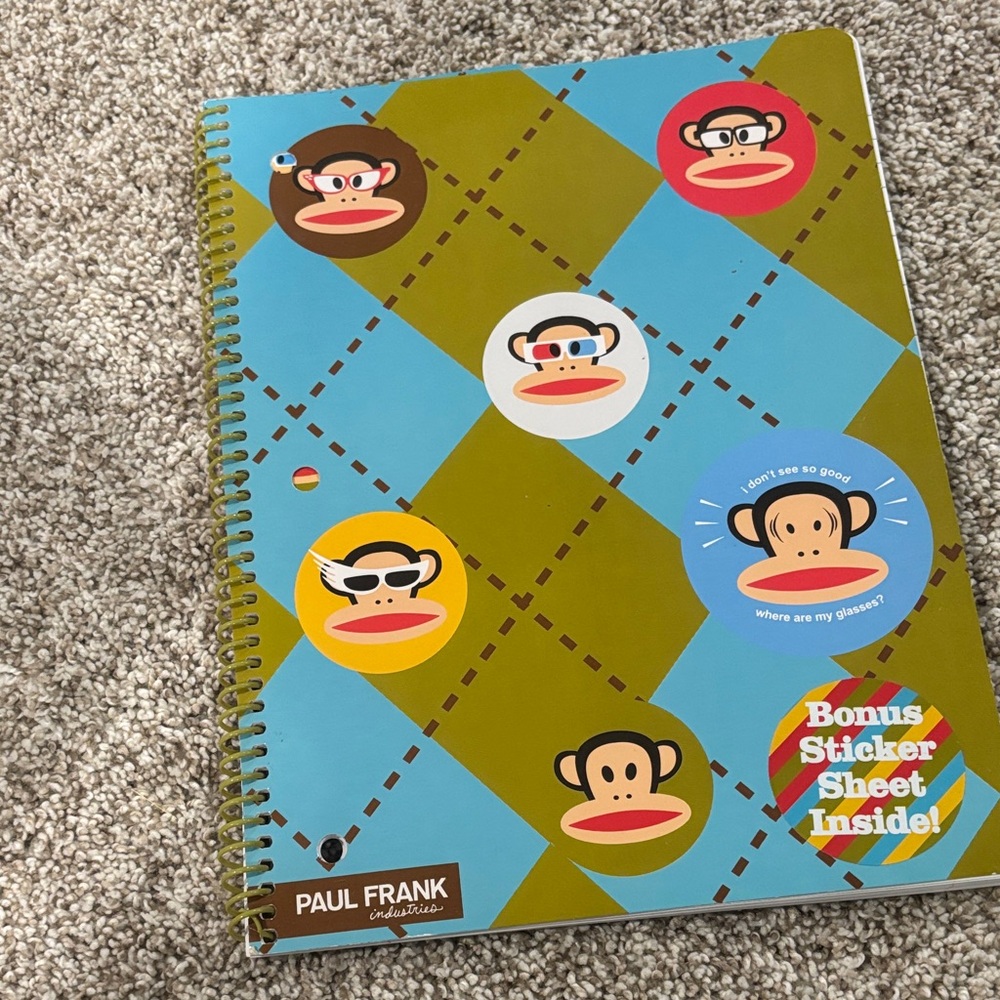 🟢10/$10 - Paul Frank Monkey Spiral Notebook